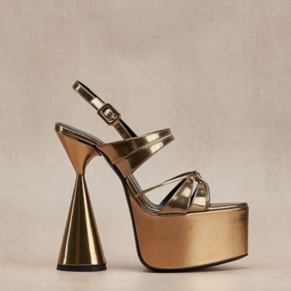 D’accori Bronze Metallic Platform Heel Belle Disco Pumps